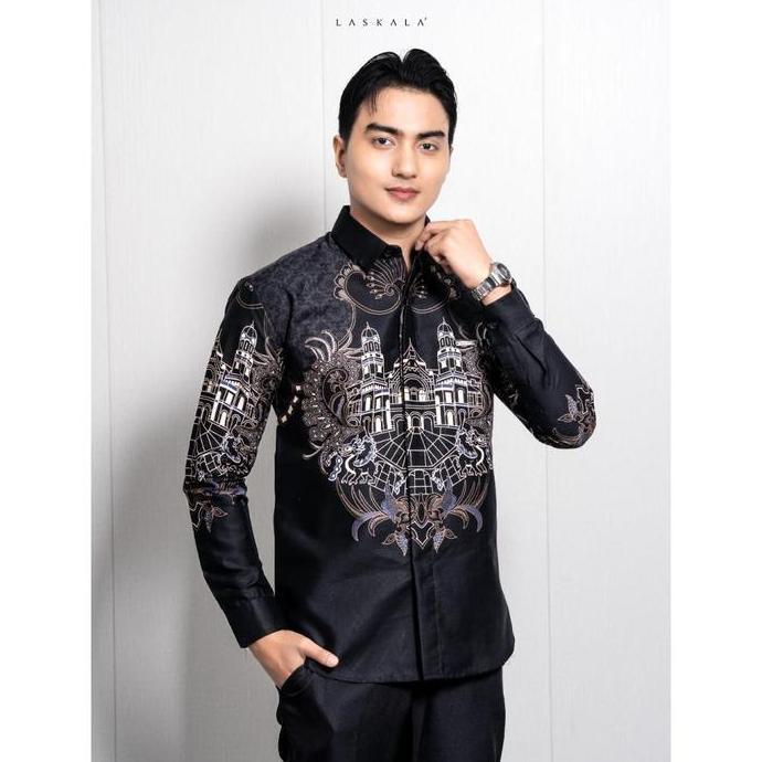 Murah Laskala Batik Premium Lawang Sewu Kemeja Batik Pria Slimfit Lengan Panjang