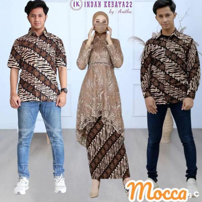 Grosir Couple Kebaya Lamaran Tunik Payet Lesti Brokat Tile Modern Elegan Pasangan Kemeja Batik Pria 