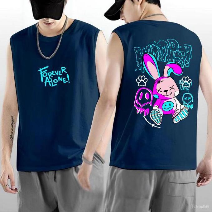 Baju Kaos Singlet Pria Dewasa RABIT FOREVER  Gym Santai Trendy | Size M,L,XL,XXL / Kaos Tanktop Lekb