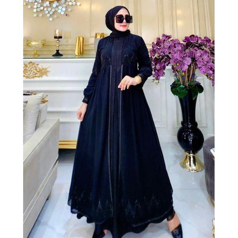 Murah Galeri Sicantik - Cod - Gamis Abaya Hitam Polos Resleting Depan Terbaru