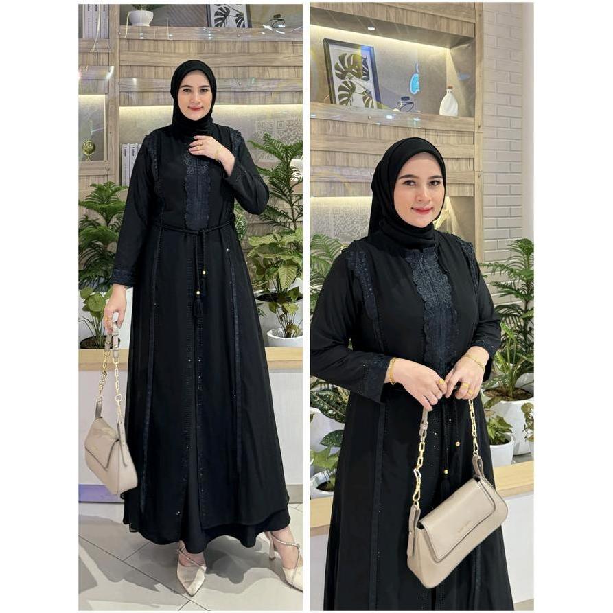 Sale Gamis Abaya Turkey 2 In 1 Hitam Rompi Lepas Pasang