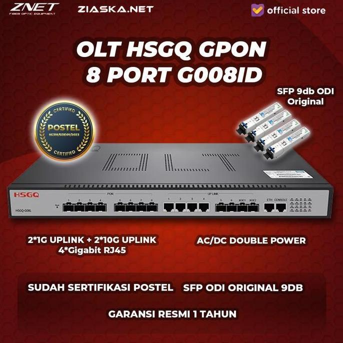 OLT HSGQ GPON 8 PON PORT G008ID 10G Uplink + SFP GPON 9db C+++