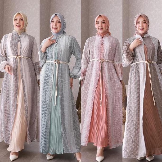 Murah Gladys Set Gamis Ceruti Motif Plisket Gies Butik | Gamis Ceruti Premium Gies | Dress Kondangan