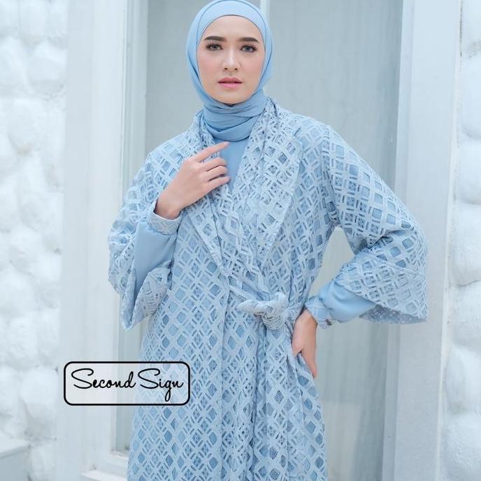 Sale Secondsign - Xyla Kimono Dres | Dress Gamis Panjang Wanita Outer & Inner Lace Brokat Maxi Musli