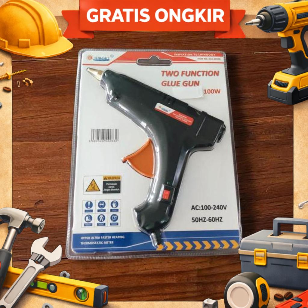 Alat Lem Panas Kuningan Hiroki 100 Watt Besar Gluegun Lilin Cair Listrik