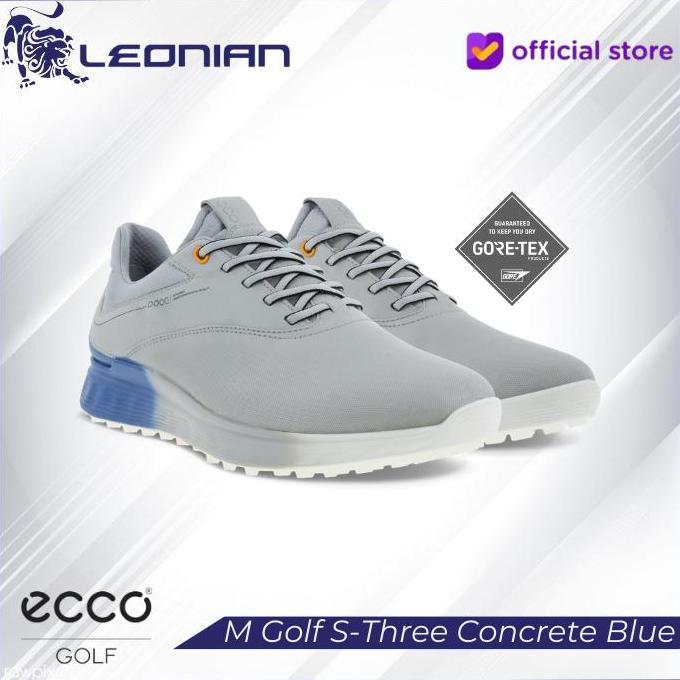 Sepatu Golf Ecco M Golf S-Three Concrete/Retro Blue - Golf Shoes