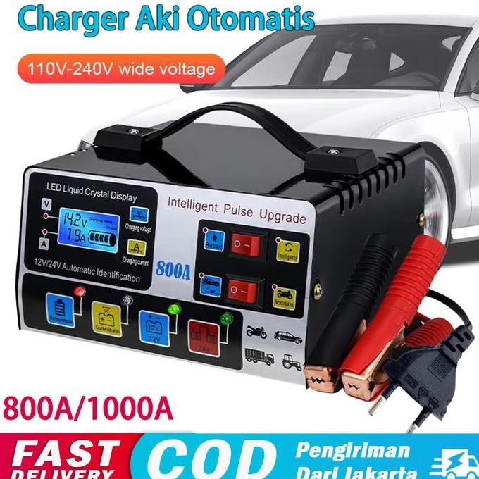 Charger Aki Otomatis Smart Intelligent 12v24v 400W 800AH Auto Repair Mobil Pengisi Daya Kendaraan Pe
