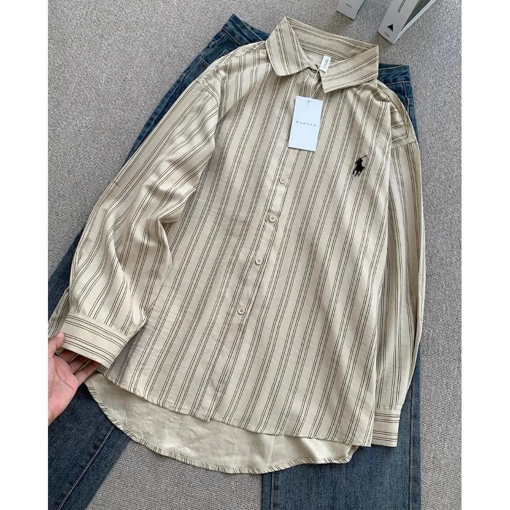 BELI SEKARANG Atasan oversize stripe premium / blus salur wanita / kemeja salur Oversize suede / kem