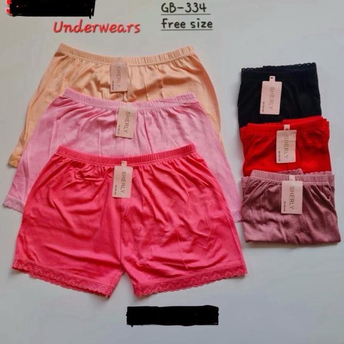 3 pcs Celana Dalam Wanita Strit Sort Renda Bawah Nyaman Katun