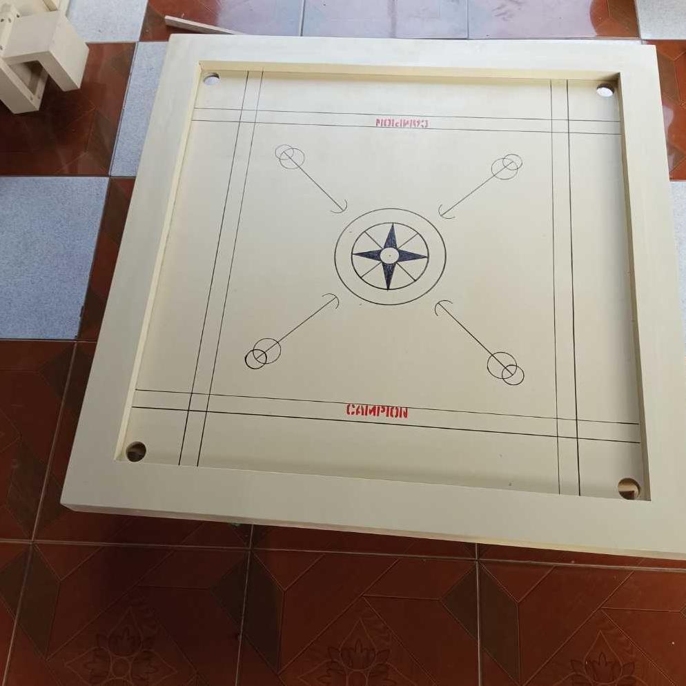 Papan Meja Karambol  Kayu Premium 120x120 Besar 1 Set Lengkap Warna Cream - PL120.1