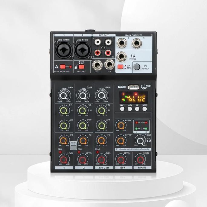 Newall-- Mixer Audio Digital Mini Murah Mixer 4 Channel Pc Soundcard Bluetooth Karaoke Player Profes