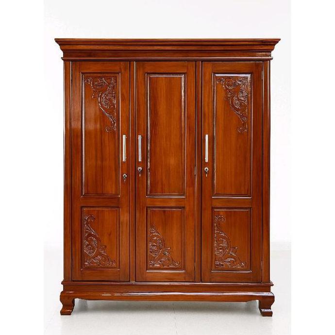 Allo- Lemari Jati / Lemari Kayu Jati 3 Pintu Jumbo