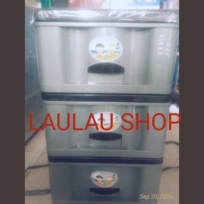 Allo- Laci Pakaian Plastik Susun 3 Yoko / Lemari Tempat Baju / Serbaguna