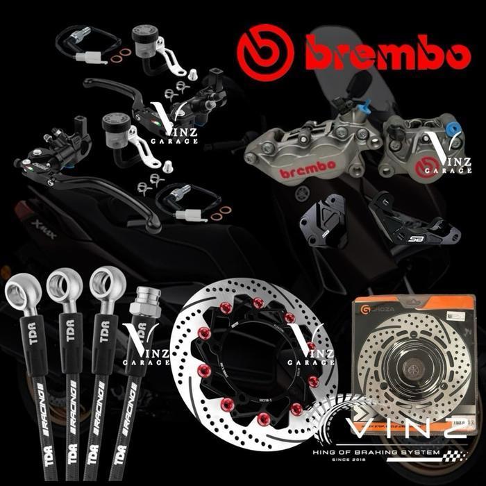 Paket Pengereman Yamaha Xmax Full Set By Brembo Brakes / Kaliper Brembo 4 Piston 2 Piston / Master R