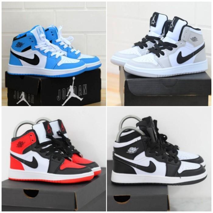 Sepatu Anak Nike Air J0Rdan 1 High Sneakers Anak Laki Laki Perempuan Warna Hitam Putih Merah Biru Ab