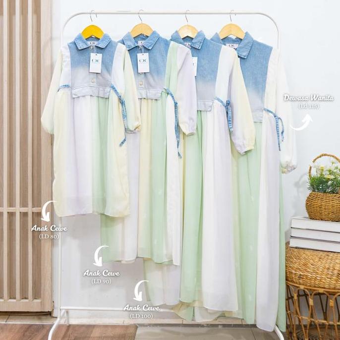 Saless Malcera Midi Dress Ibu Dan Anak - Gaun Wanita Ibu Dan Anak Two Tone