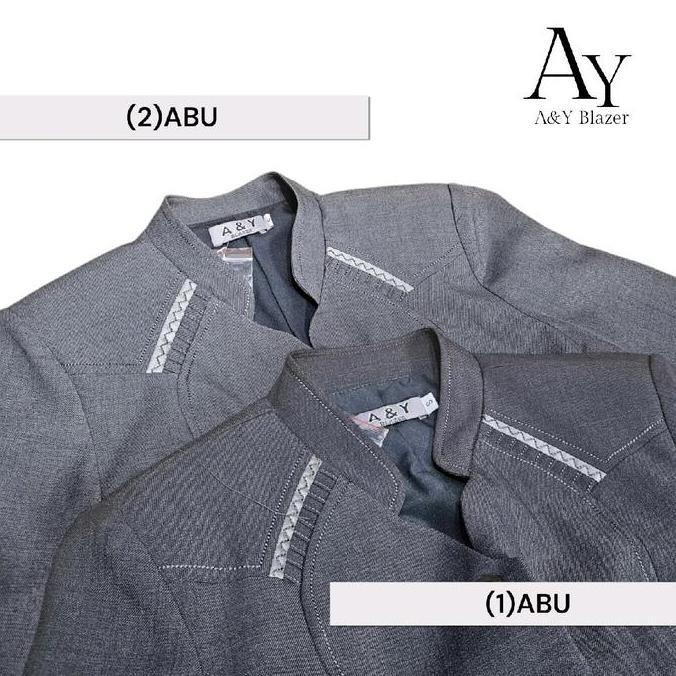 (BEST SELLER) [07] [BAHAN TEBAL] A&Y Blazer Baju Seragam PDH Guru / PNS Wanita Warna ABU TUA | Bahan