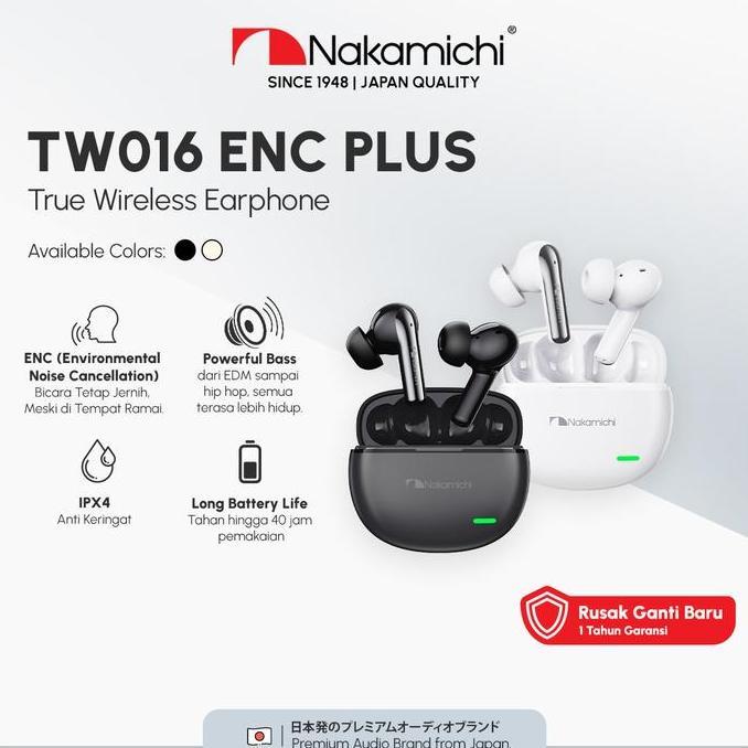 sasakarangjaya78 - nakamichi tw016 enc plus tws earphone full bass earbuds bluetooth 5.4 ipx4 anti k