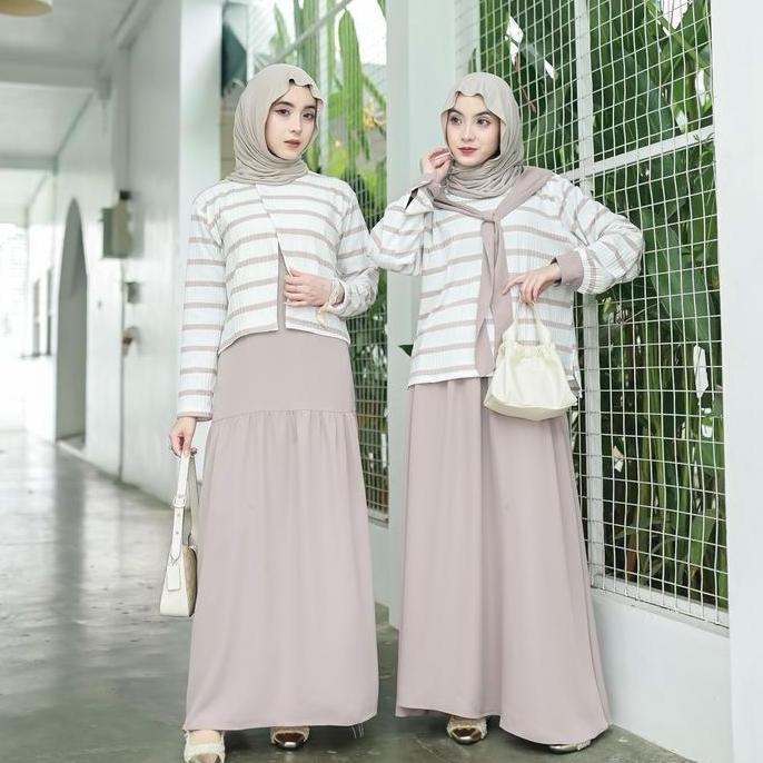 Cantek- Rereyshop Queena - Quensha Set One Set Rok Dan Atasan One Set Premium Import One Set Hijab S