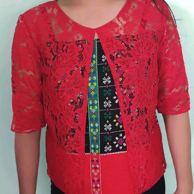 (BEST SELLER) baju atasan  perpaduan antara brokat dan batik Katun Santai