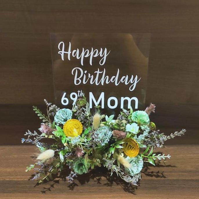 HARGA DISC - STANDING BUNGA MINI WOODEN AKRILIK/STANDING MINI UCAPAN PEMBUKAAN TOKO