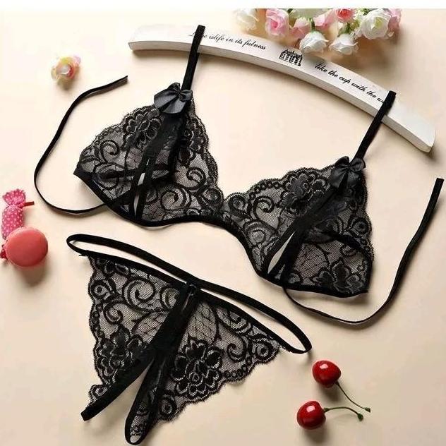 Cuci Gudang 1 Set Bra + Celana Dalam Lingerie Transparan Wanita Bh