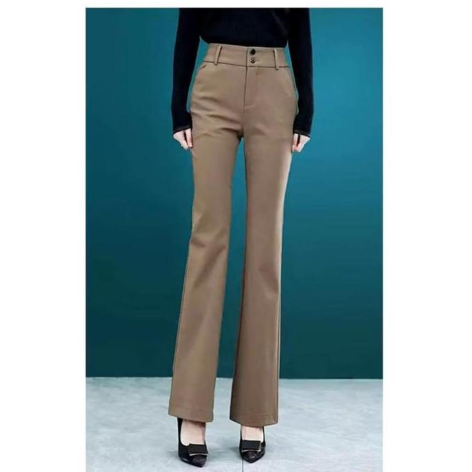 Gratong Celana Cutbray Wanita Bahan Kain Highwaist Panjang Pants Hitam Abu Cream