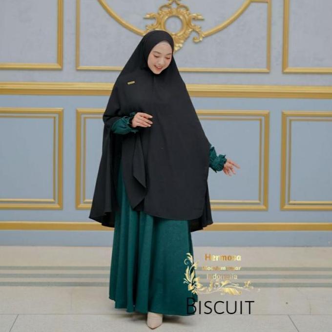 Sale Gamis Hermosa Motif Biscuit Warna Hijau Botol/Gamis Hijau Tua Hermosa/Gamis Hijau Tua Bisa Cod 