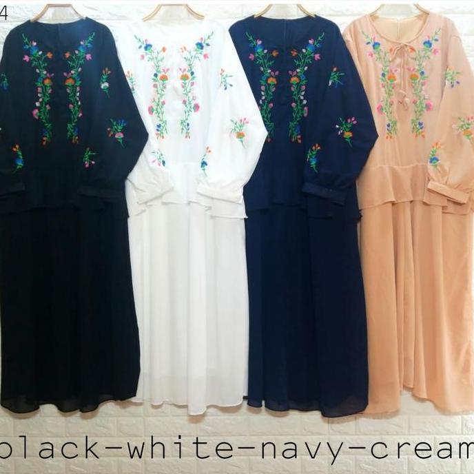 Murah Gamis Jumbo Wanita Ceruty Bordir Ld 130Cm