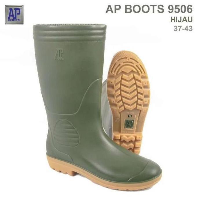 (BEST SELLER) Sepatu AP Boots 9506 Hijau 37-43 Safety Karet Sepatu Ap Boots Pria Boot Proyek Sawah P