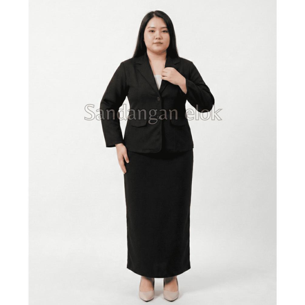 Discount One Set Blazer dan Rok Span Panjang JUMBO - Setelan Jas Sidang Skripsi Wanita Jumbo