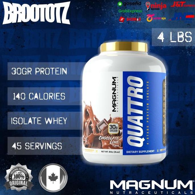 MAGNUM Quattro Isolate Whey Protein 45 Servings 4Lbs Whey Protein Isolate Shake Powder Suplemen Gym 
