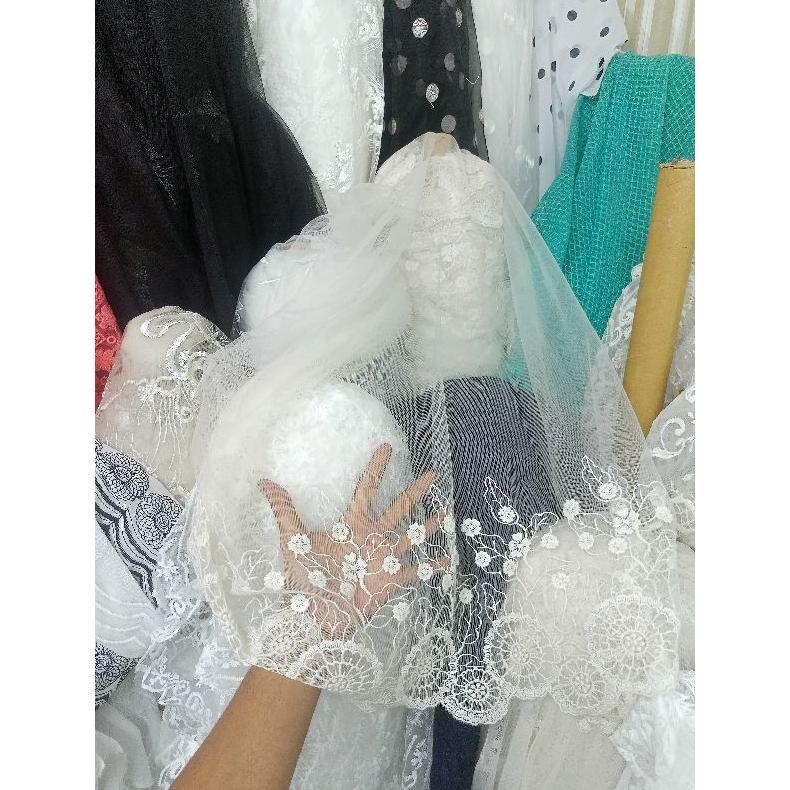 Premium Flash Sale Bahan/Kain Organza Bordir / Sifon Bordir / Tile Bordir Meteran Premium