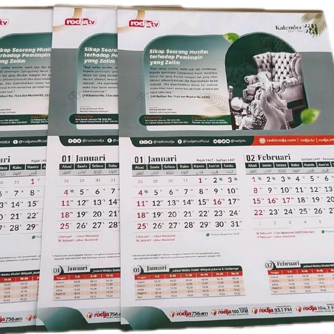 Paket 3Pcs Kalender Dinding Rodja 2026