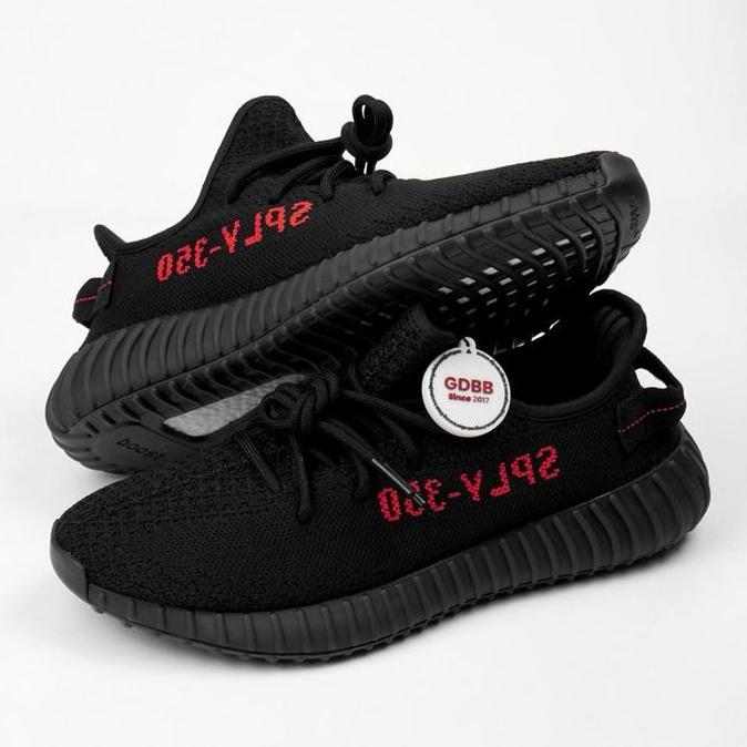 Promo Yeezy Boost 350 V2 Bred Black Red Casual Shoes