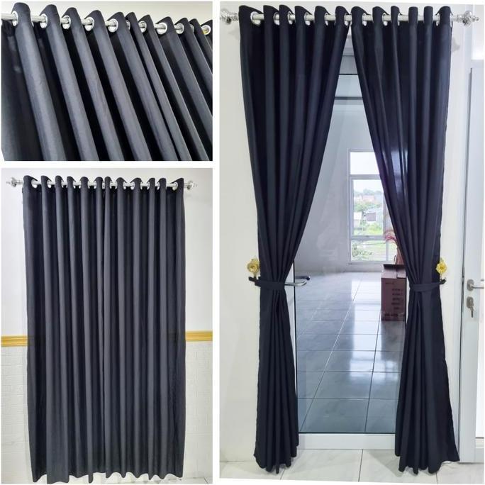 Lengkap- Gorden Pintu Minimalis Polos - Hordeng Jendela Tinggi Polos  - Hordeng