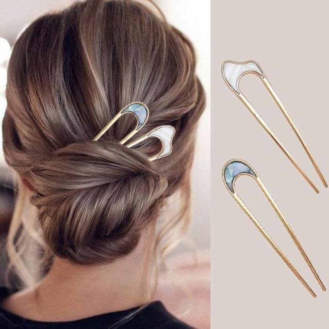 Gogopix- Tusuk Sanggul Bentuk U Jepit Rambut Gaya Jepang Vintage Bahan Metal