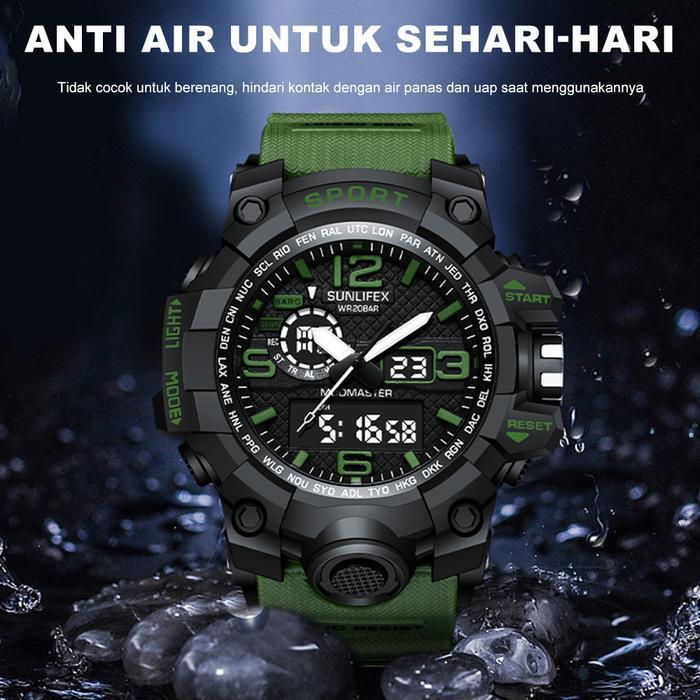 Sunlifex Jam Tangan Pria Original Jam Digital Olahraga Tali Silikon
