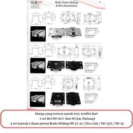 PAKET Rel dan Roda Pintu Lemari Sliding ELCO 329 FULL