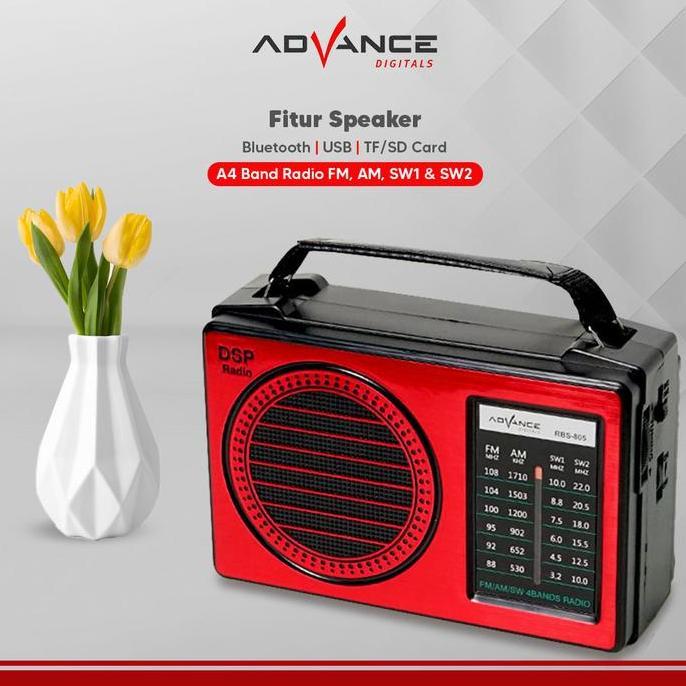 Trikikal- Advance Radio Rbs-805 Fm / Am / Sw1 / Sw2 4 Band Speaker Radio - Baterai Atau Listrik / Sp