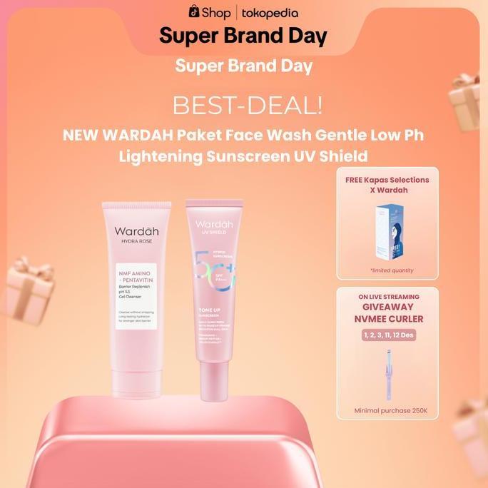 Shiner- [12.12: Buy 2 Get 3! Free Kapas Selection] New Wardah Paket Facial Wash Gentle Low Ph Lighte