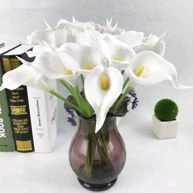 Grosir Bunga Jakarta 12pcs Calla Lily Putih Latex Foam Tanpa Pot Harga Lusinan untuk Hiasan Pajangan