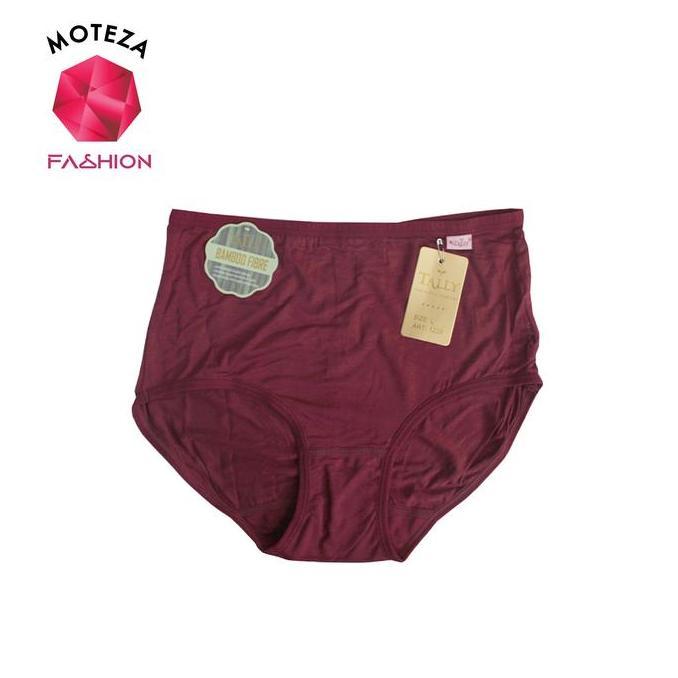 Wkwx- Tally Celana Dalam Wanita - Cd 1229 - Katun Bamboo High Waist Maxi Hitam Motif