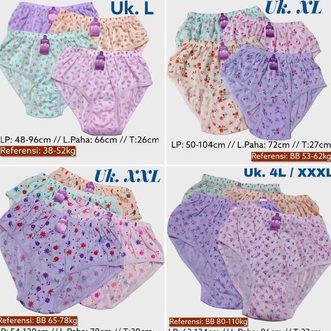 Wkwx- Celana Dalam Wanita 6Pcs Motif Bunga Katun Cd Wanita Grosir Konveksi