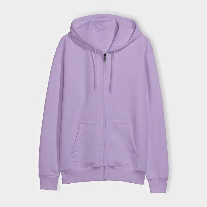 SWEATER HOODIE ZIPPER TEBAL SIZE S-XXXL LILAC (PRIA & WANITA)