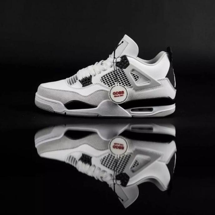 Promo Air Jordan 4 Retro Millitary Black White Black Grey