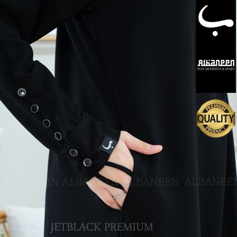 [NEW Mola Dress] Gamis hitam jetblack kiara polos premium | Abaya hitam anti uv mewah Albaneen.syari