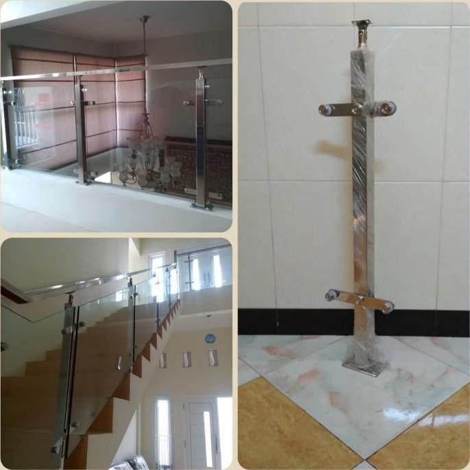 (Allthebest) Tiang railing tangga / railing kaca / balkon kaca / pagar tangga kaca