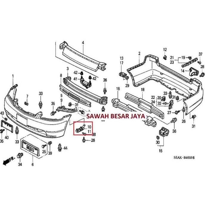 Bracket Braket Breket Spacer - Plastik Pegangan Dudukan Bumper Bemper Depan Honda Civic Es Century V