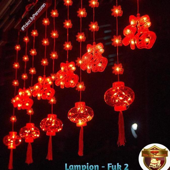 Lampu Imlek Tirai LED / Lampu Kelap Kelip Imlek Fuk / Lampu LED Imlek
